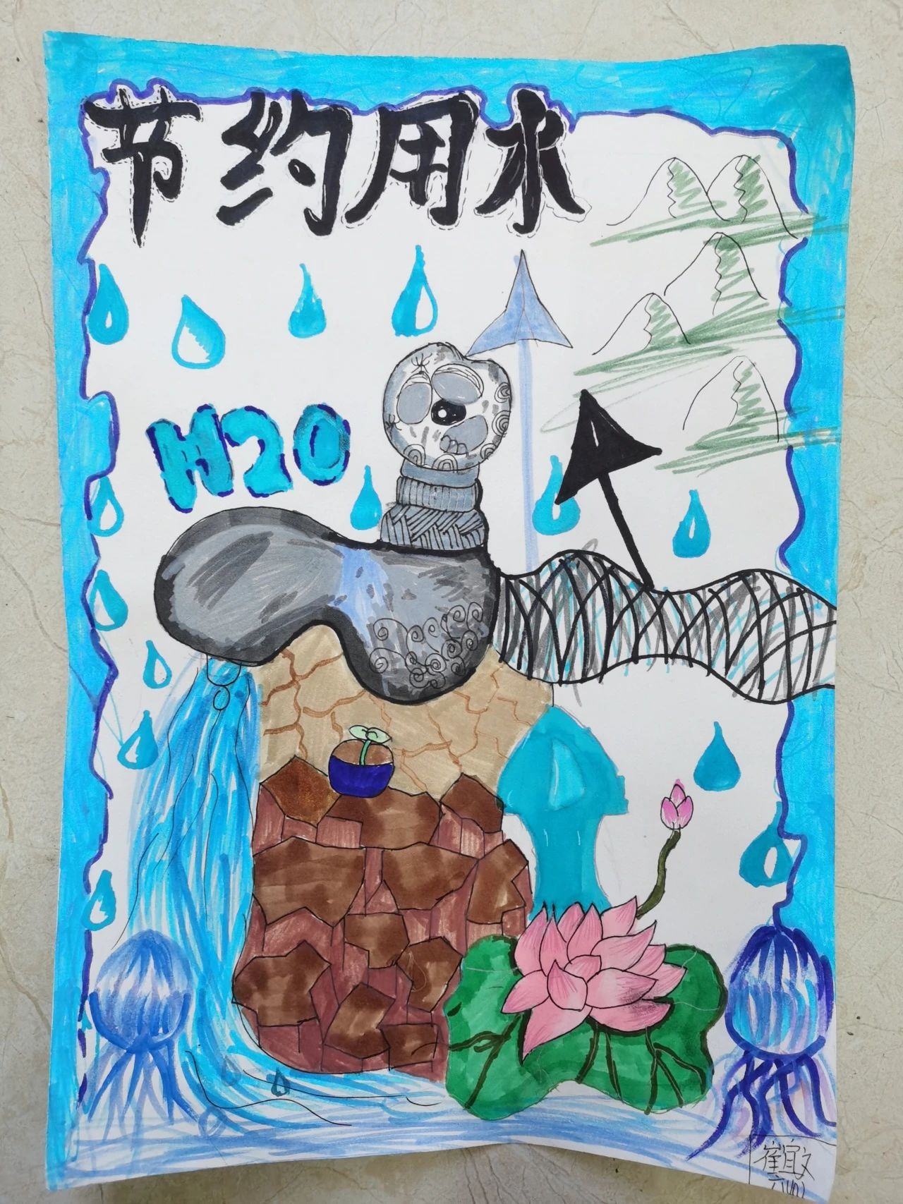 小学生世界水日儿童画节约用水儿童画-第6张