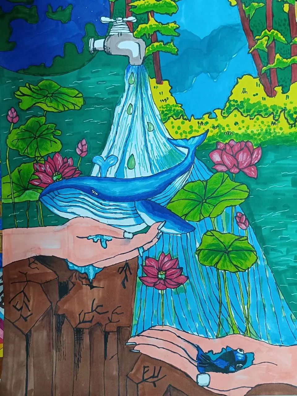 “节约用水 守护生命你之源”儿童画精选作品