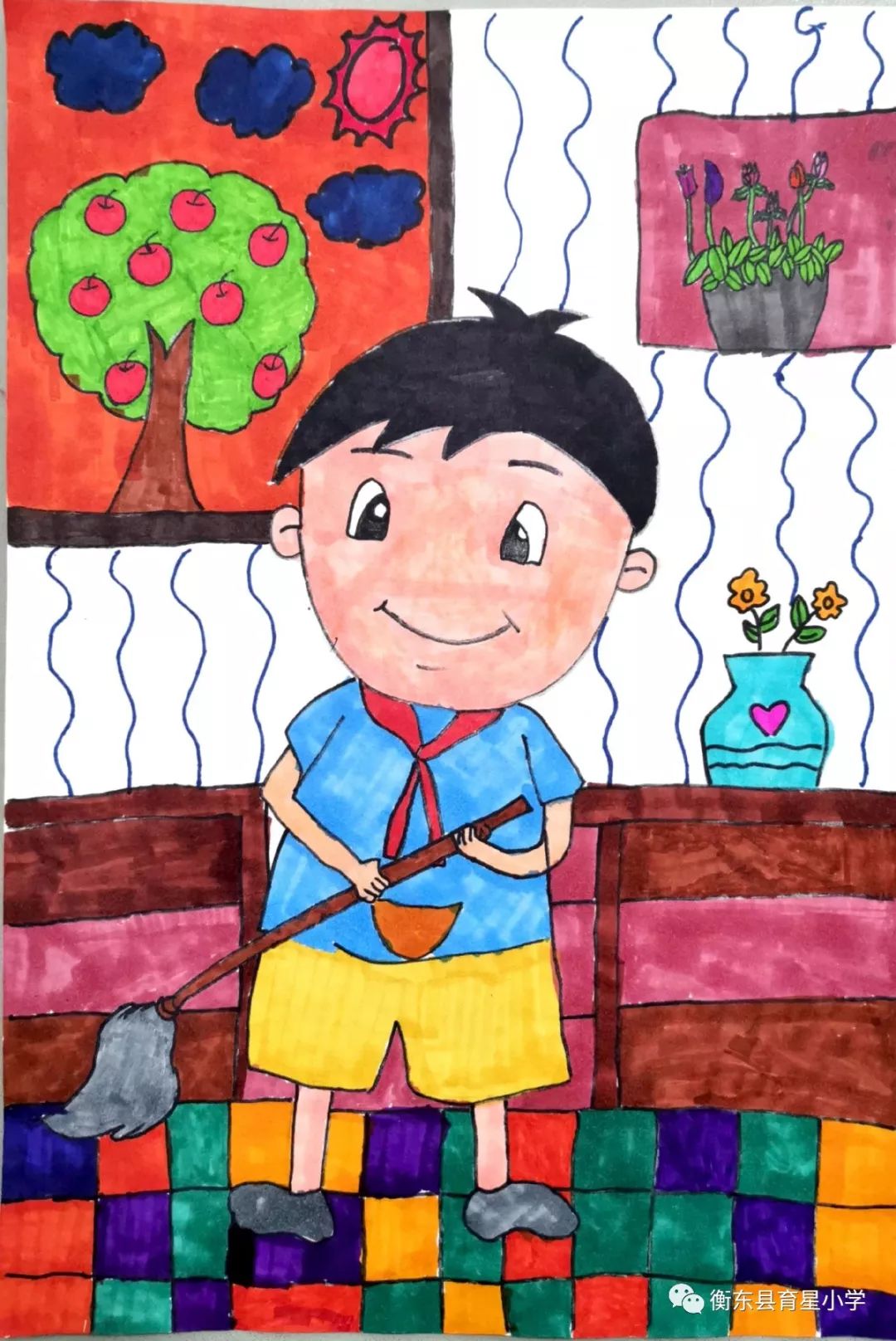“习劳知感恩 家务我最行”小学劳动节绘画-第3张