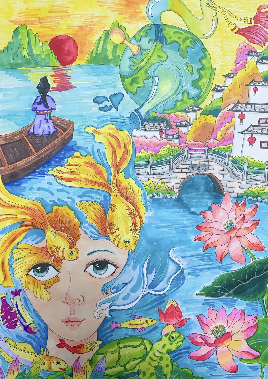 “珍惜水资源”主题创意大赛绘画一等奖作品-第2张