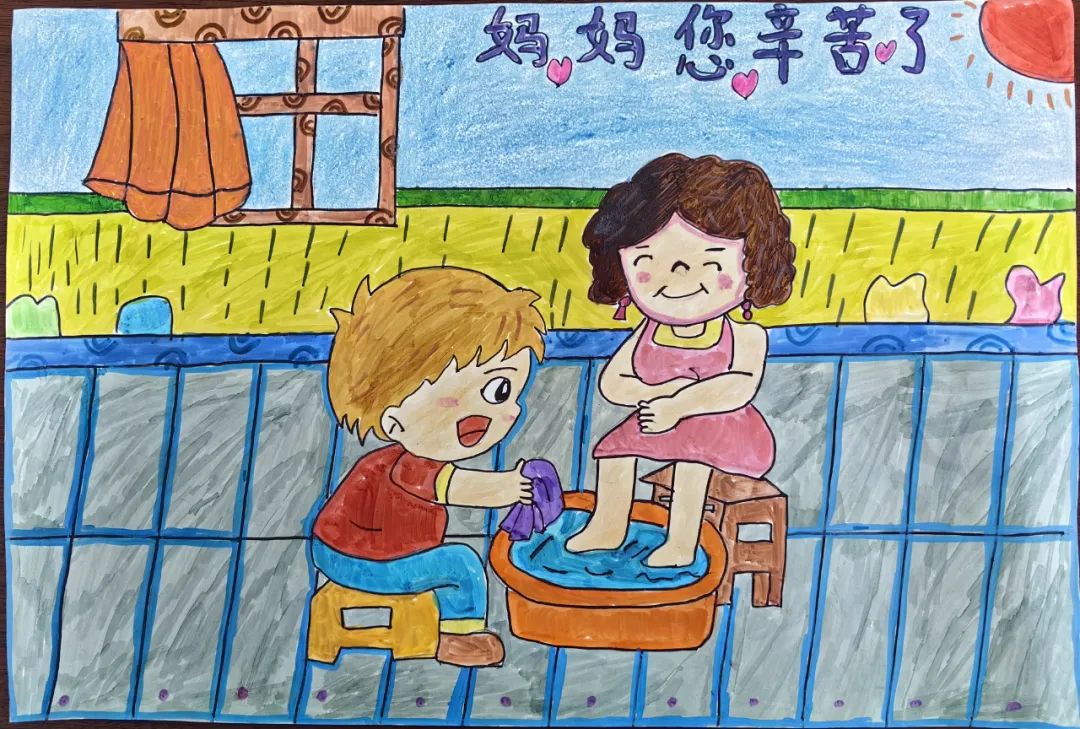 “悠悠寸草心 浓浓慈母情”儿童画简单好看-第4张
