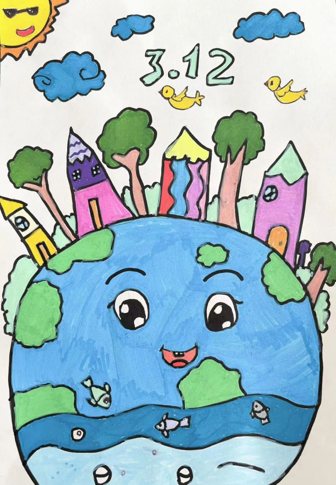 8张“播种绿色 共绘春天”植树节主题绘画