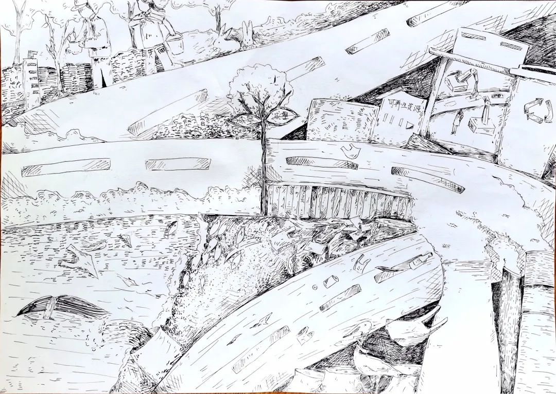 漂亮的世界环境日主题绘画《低碳出行 尊重自然》-第4张
