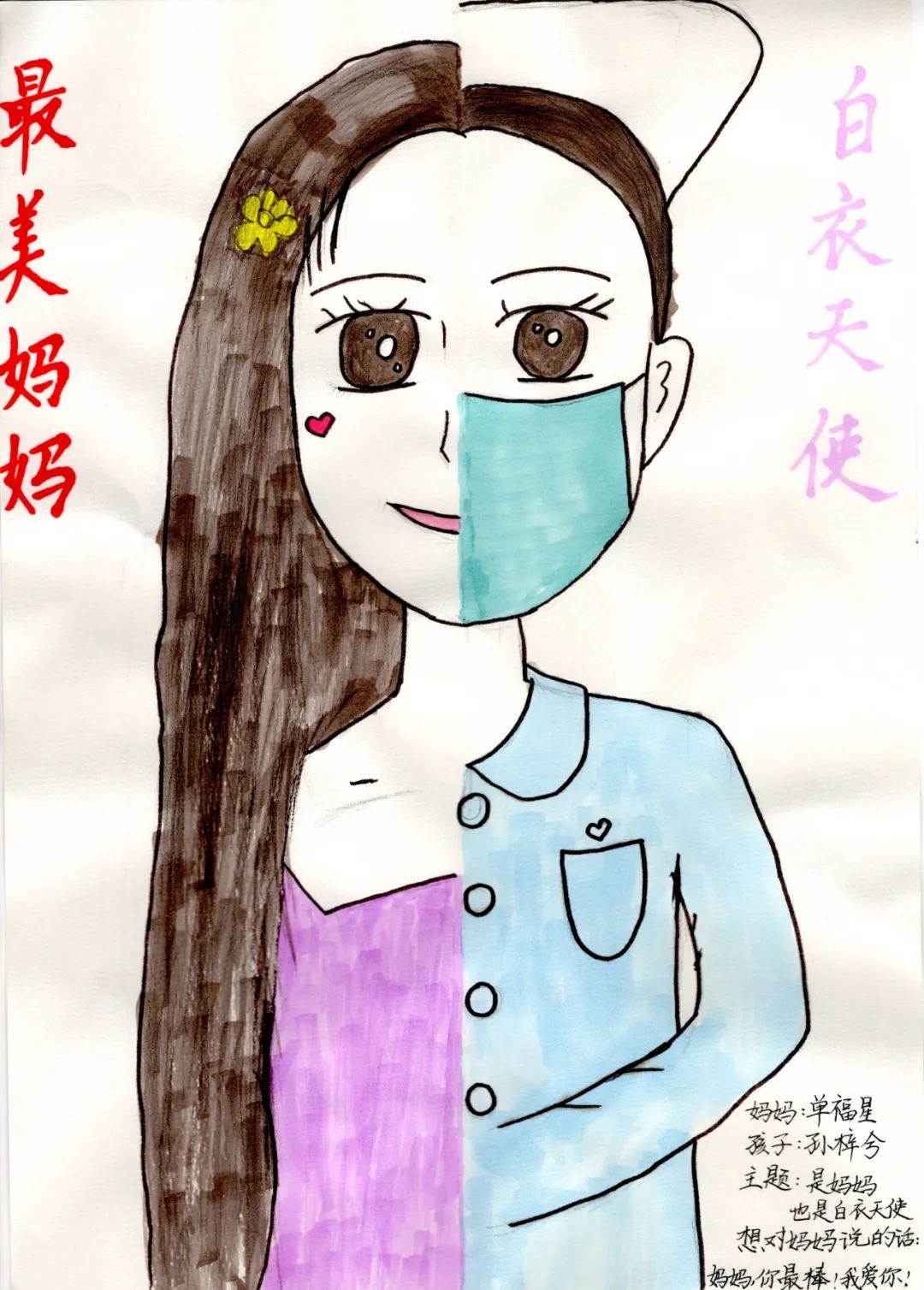“白衣天使 最美妈妈”512国际护士节画画图片10张