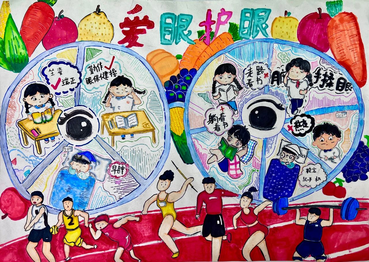 爱眼护眼主题儿童画绘画-第6张