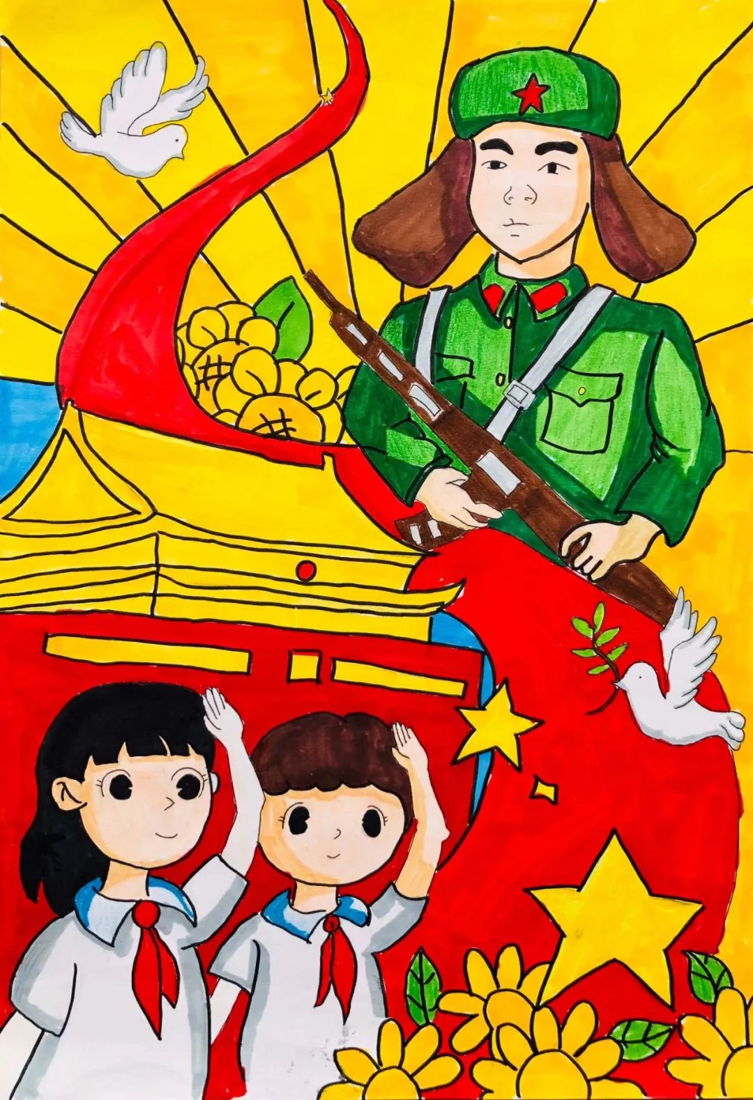 “学习雷锋好榜样”优秀儿童画作品（6张）