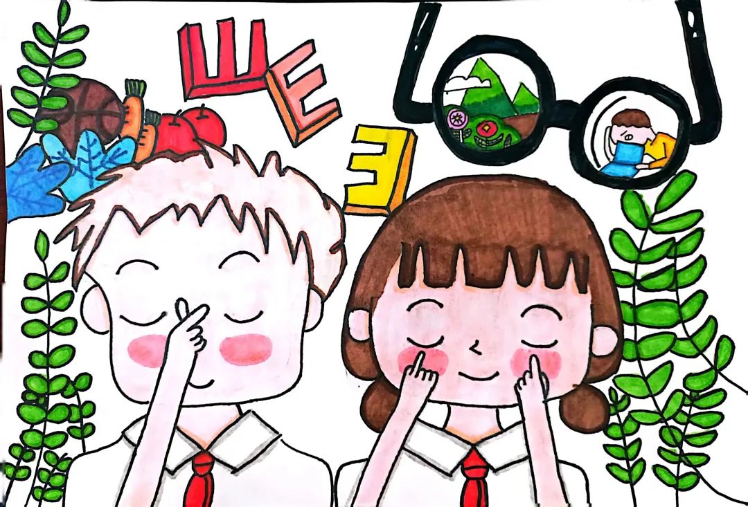 “保护视力 从小做起” 小学爱眼护眼主题绘画5张