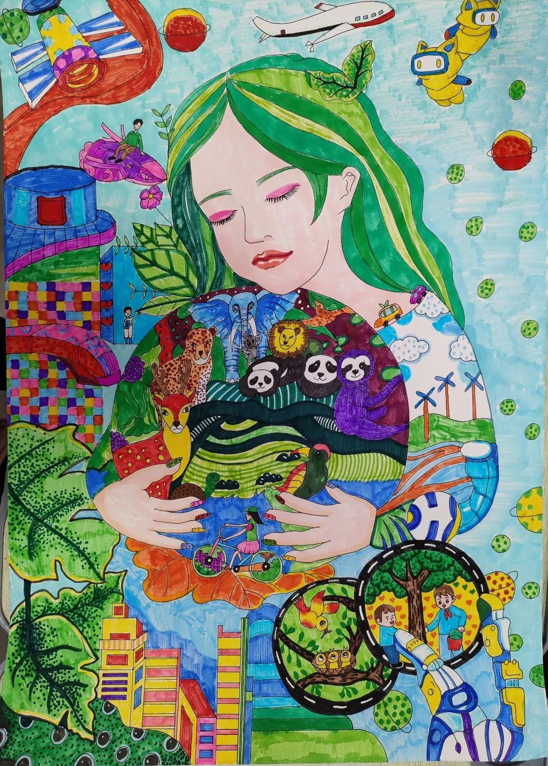 6张“同一个地球 同一个家园”世界环境日绘画