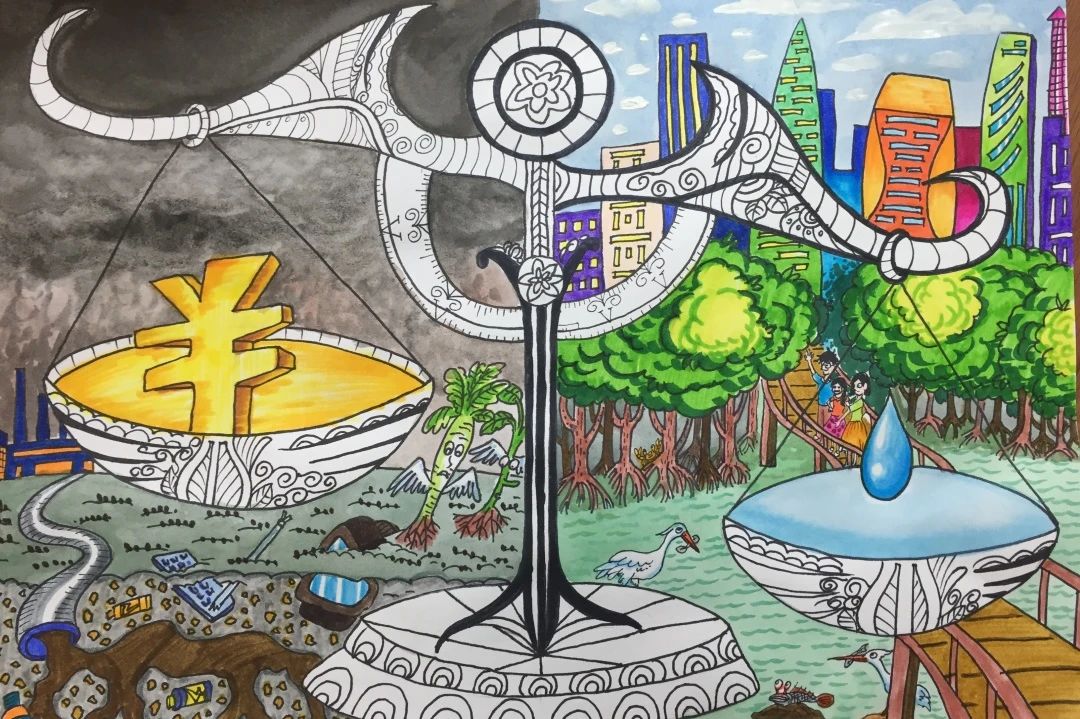 “绿色低碳 环保节约 美丽中国 我是行动者”主题儿童画-第5张