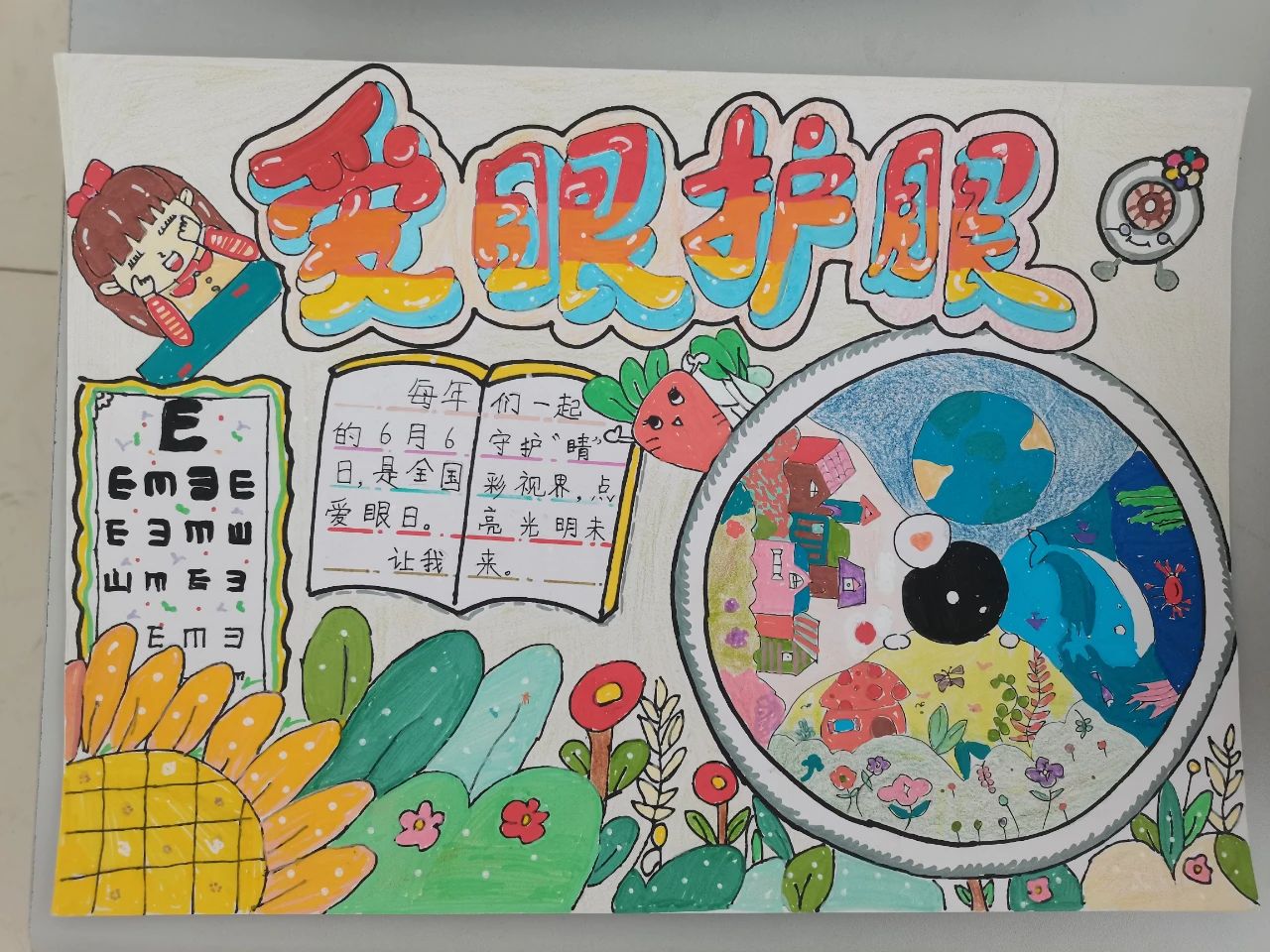 6张“爱眼护眼每一天”儿童绘画