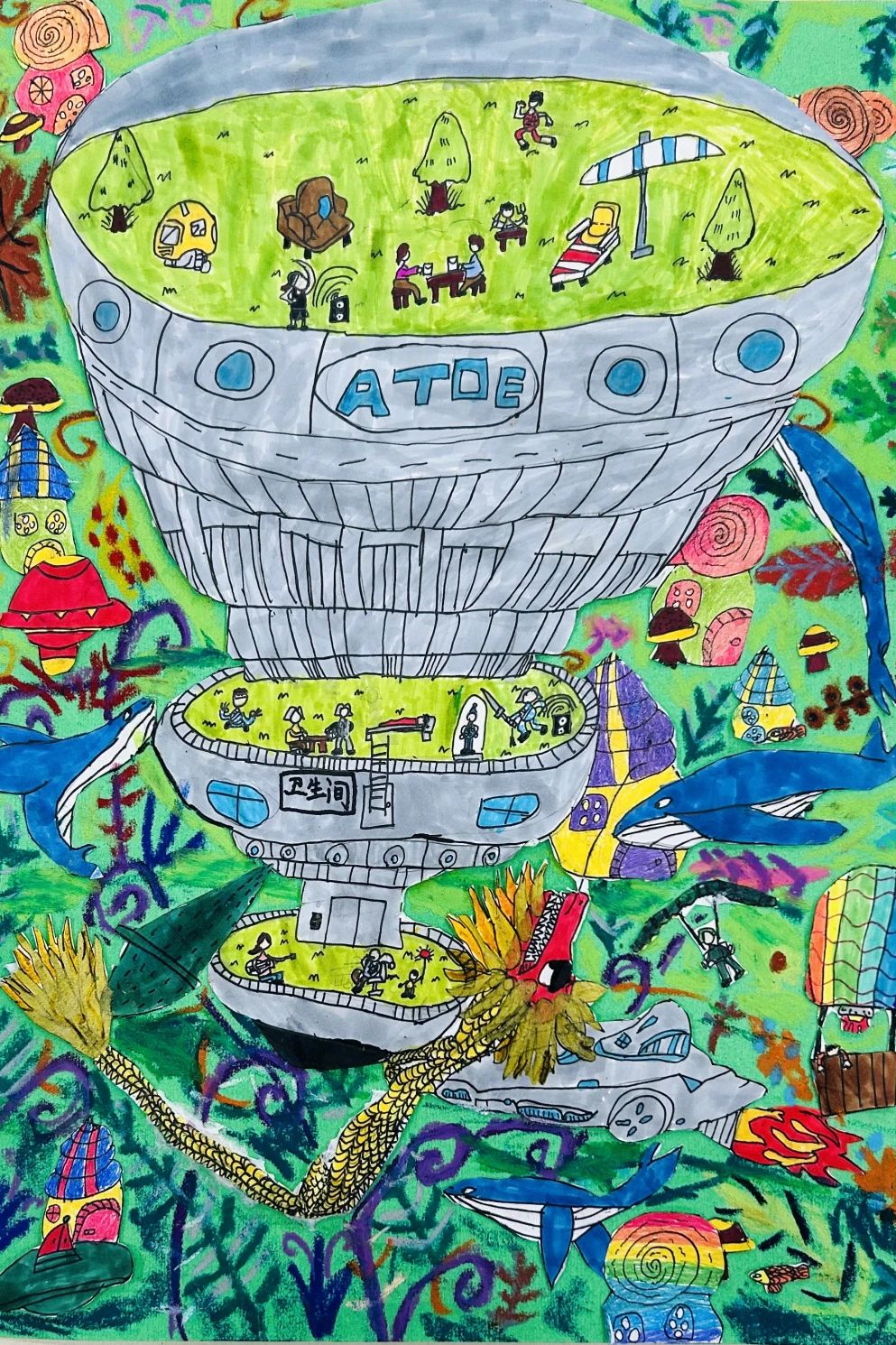 “践行绿色发展 建设美丽中国”生态文明主题儿童画-第2张
