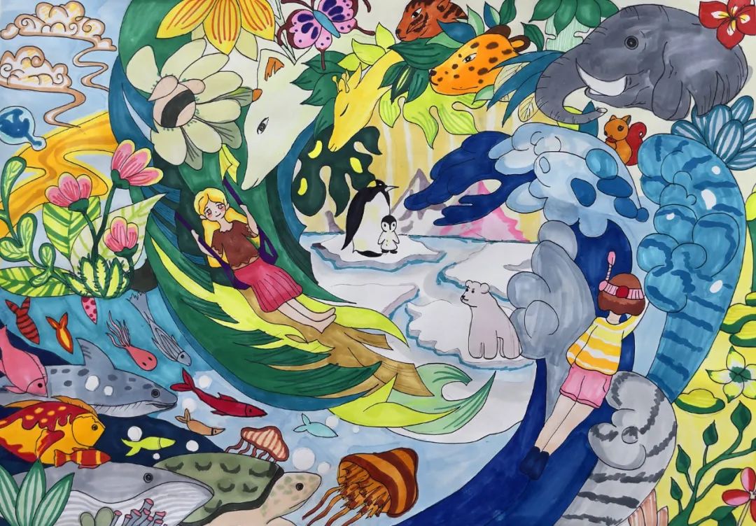 “珍爱资源 节约能源 共建美好地球家园”环保主题画-第4张