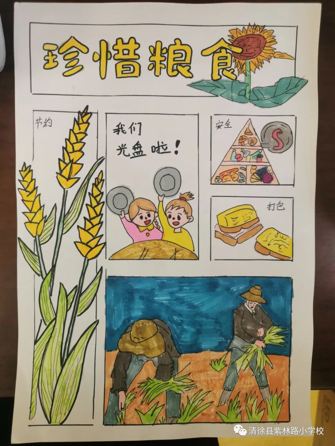 “爱粮节粮 争做光盘小达人”的儿童画图片-第5张