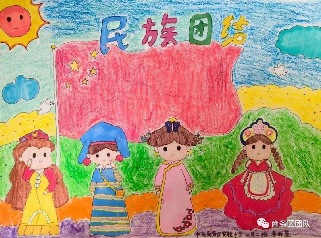 “画笔绘团结 交往促融合”民族团结儿童画-第2张