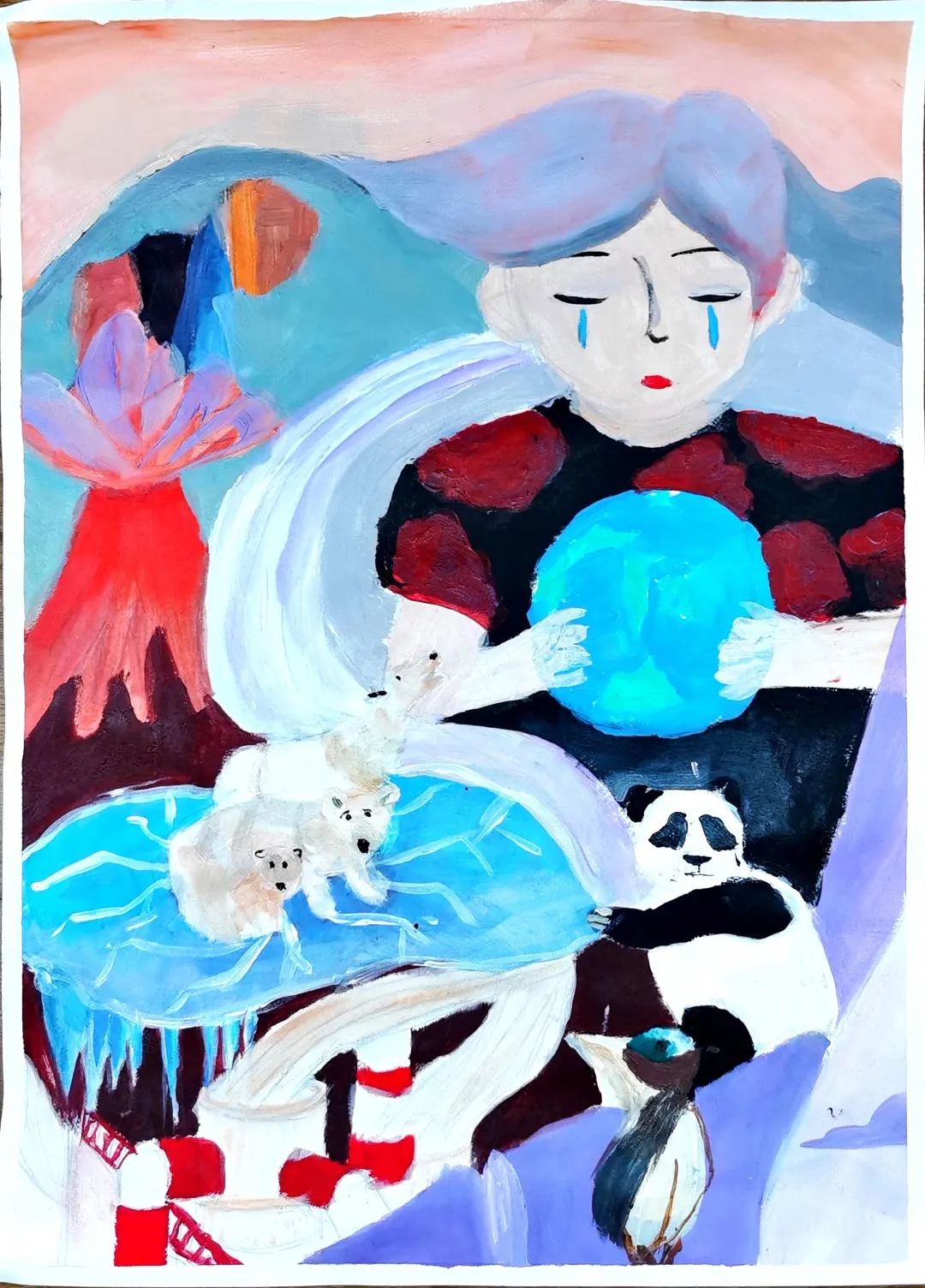 漂亮的世界环境日主题绘画《低碳出行 尊重自然》-第2张