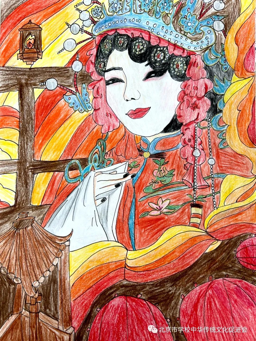 戏曲人物儿童画作品欣赏-第6张