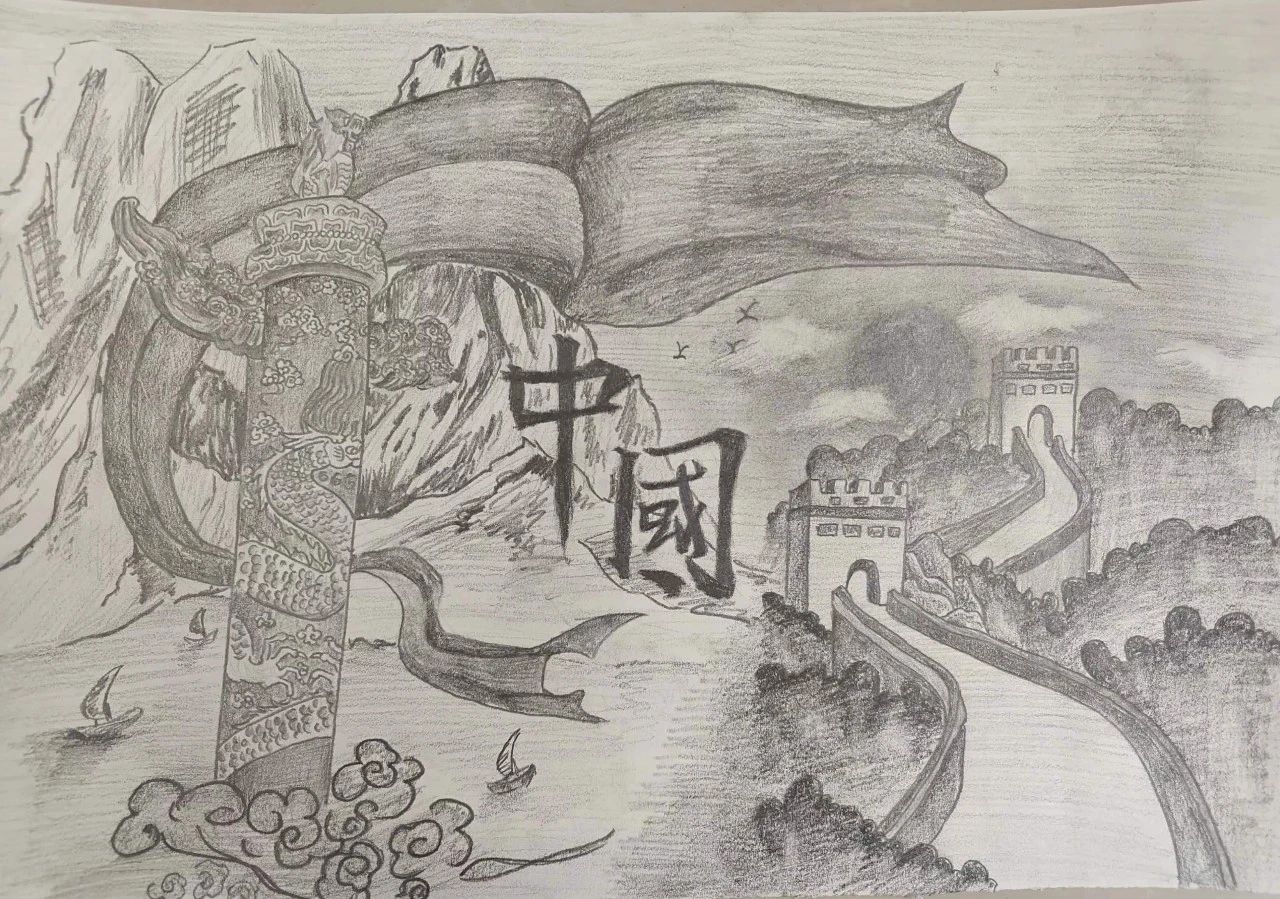漂亮的“童心向党 党在心中”儿童画作品-第6张