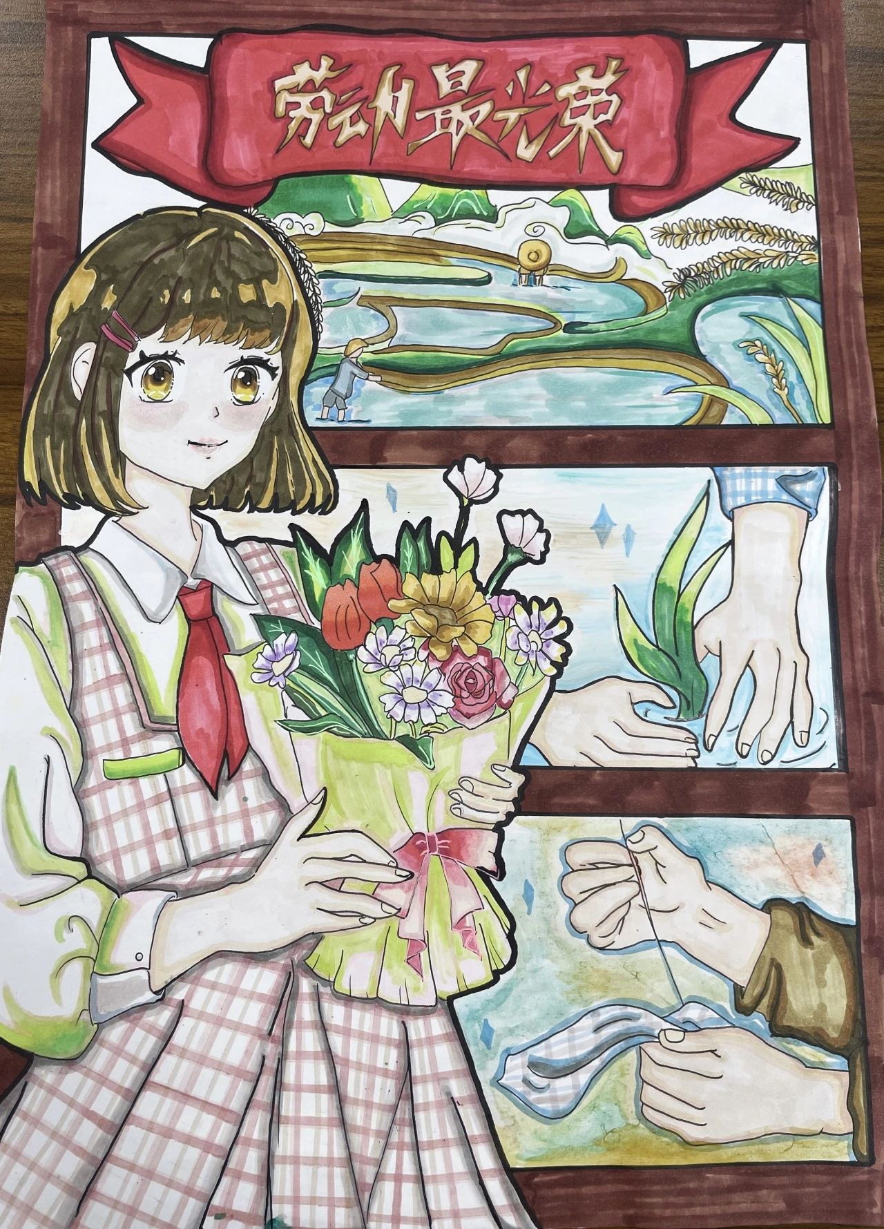 5·1劳动节主题儿童绘画作品-第6张