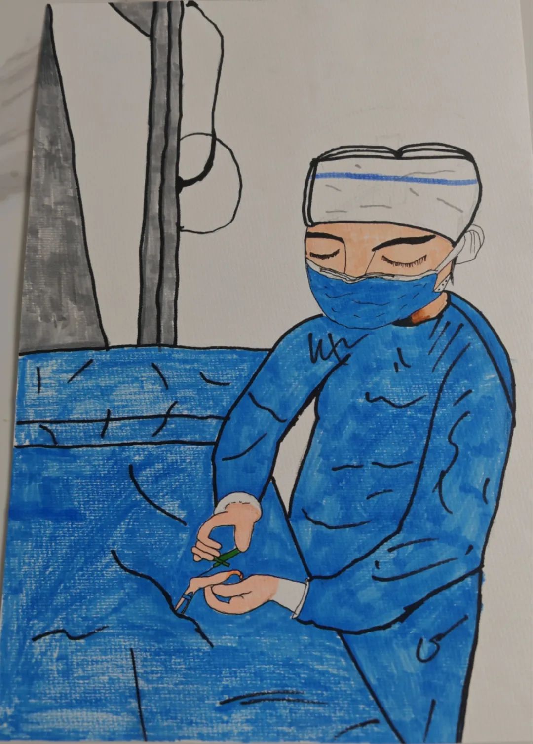 母亲节与护士双节同庆的儿童画-第1张