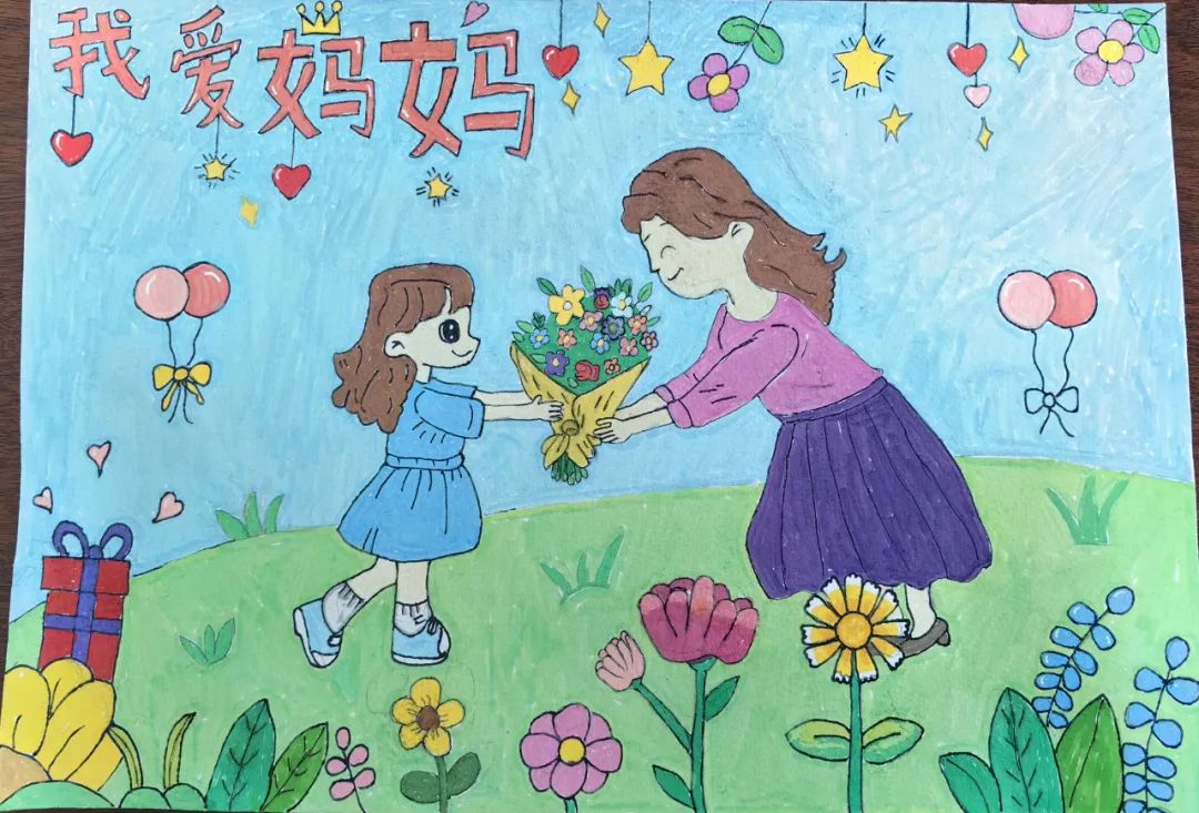 8张“悠悠寸草心 浓浓慈母情”儿童画简单好看