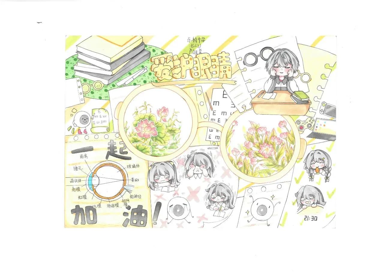 “保护视力 爱眼护眼 预防近视”儿童画画图片-第1张