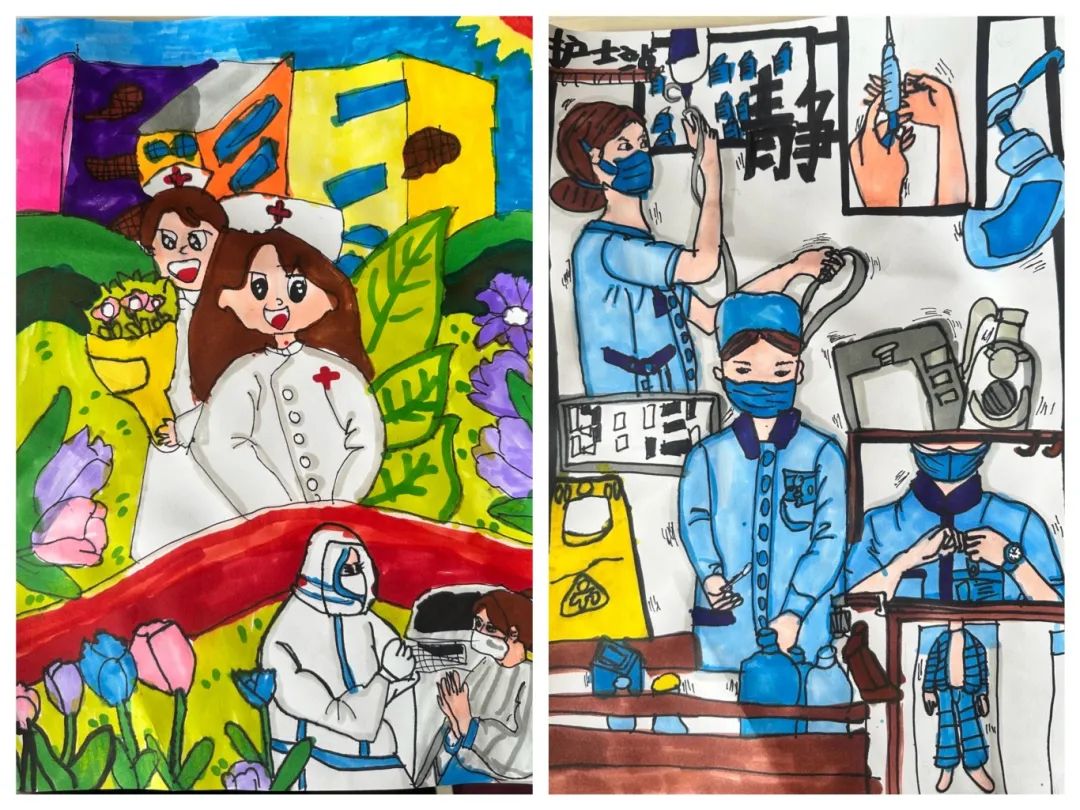 母亲节与护士双节同庆的儿童画-第5张