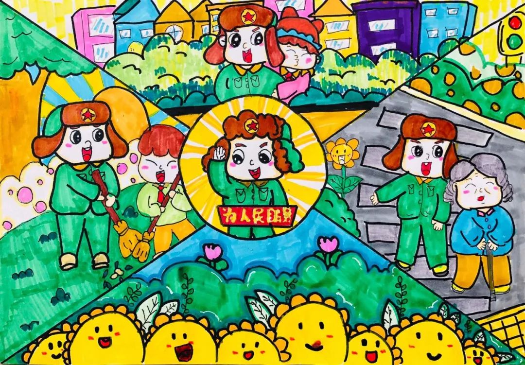 “学习雷锋精神 传承时代正能量——小学生优秀绘画-第1张
