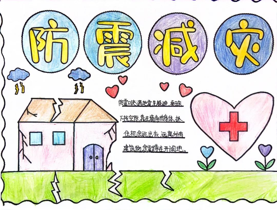 “防灾减灾我参与 筑起生命安全桥”专题儿童绘画作品（10张）