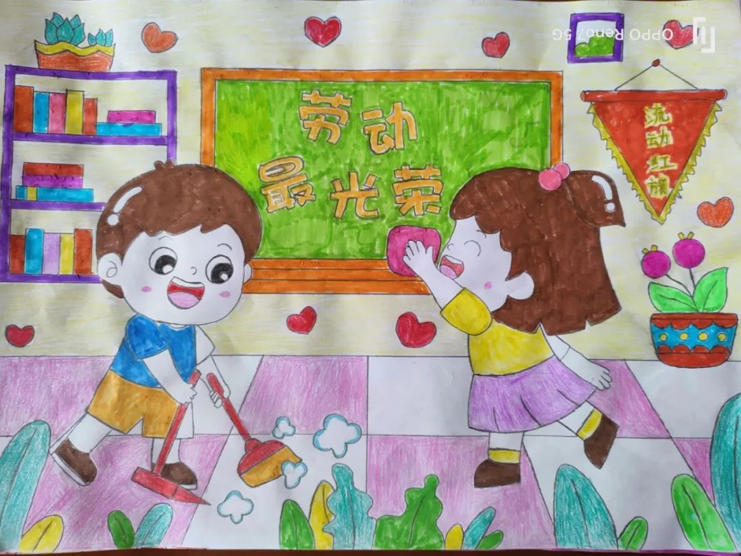 “国际劳动节 礼赞劳动者”五一节主题儿童画-第1张