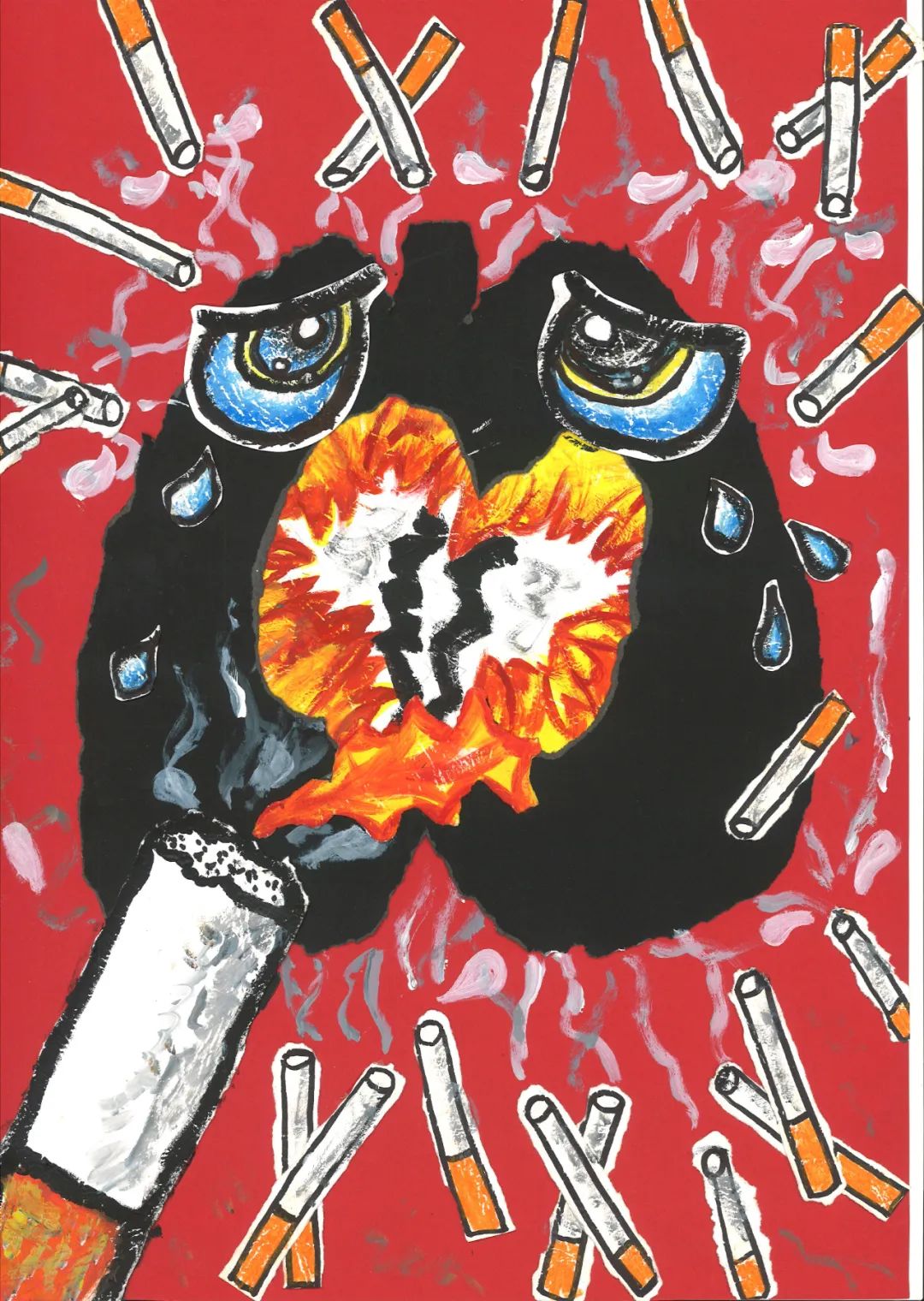 “健康生活 绿色无烟”禁烟宣传儿童绘画4张