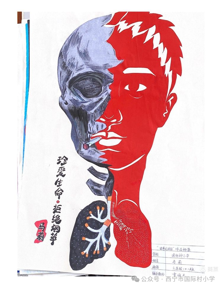 6张“世界无烟 护航成长”无烟日主题绘画