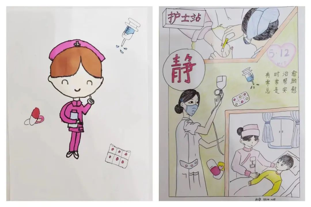 母亲节与护士双节同庆的儿童画-第6张