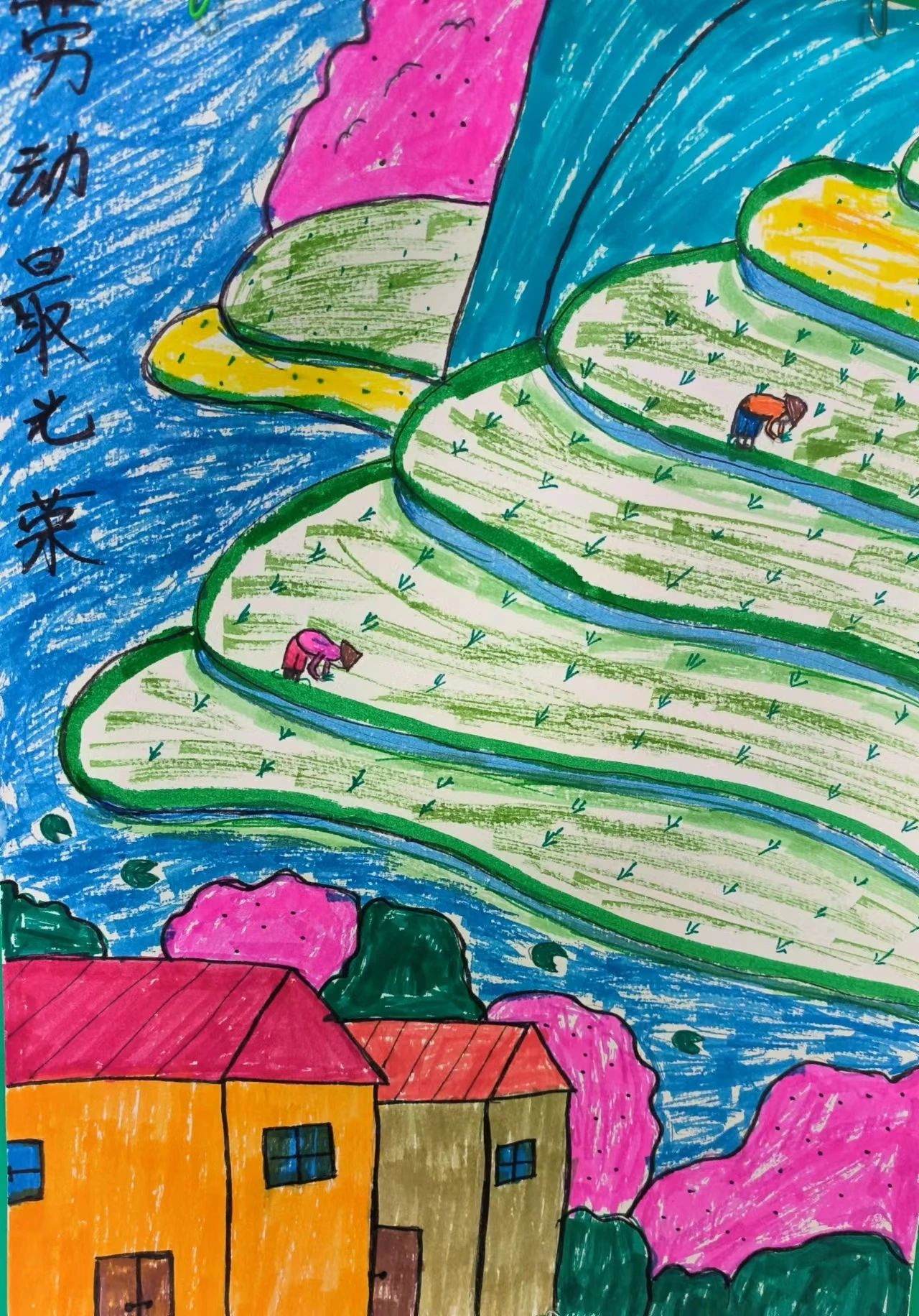 “致敬最美劳动者 争做新时代好少年”幼儿园绘画作品-第8张