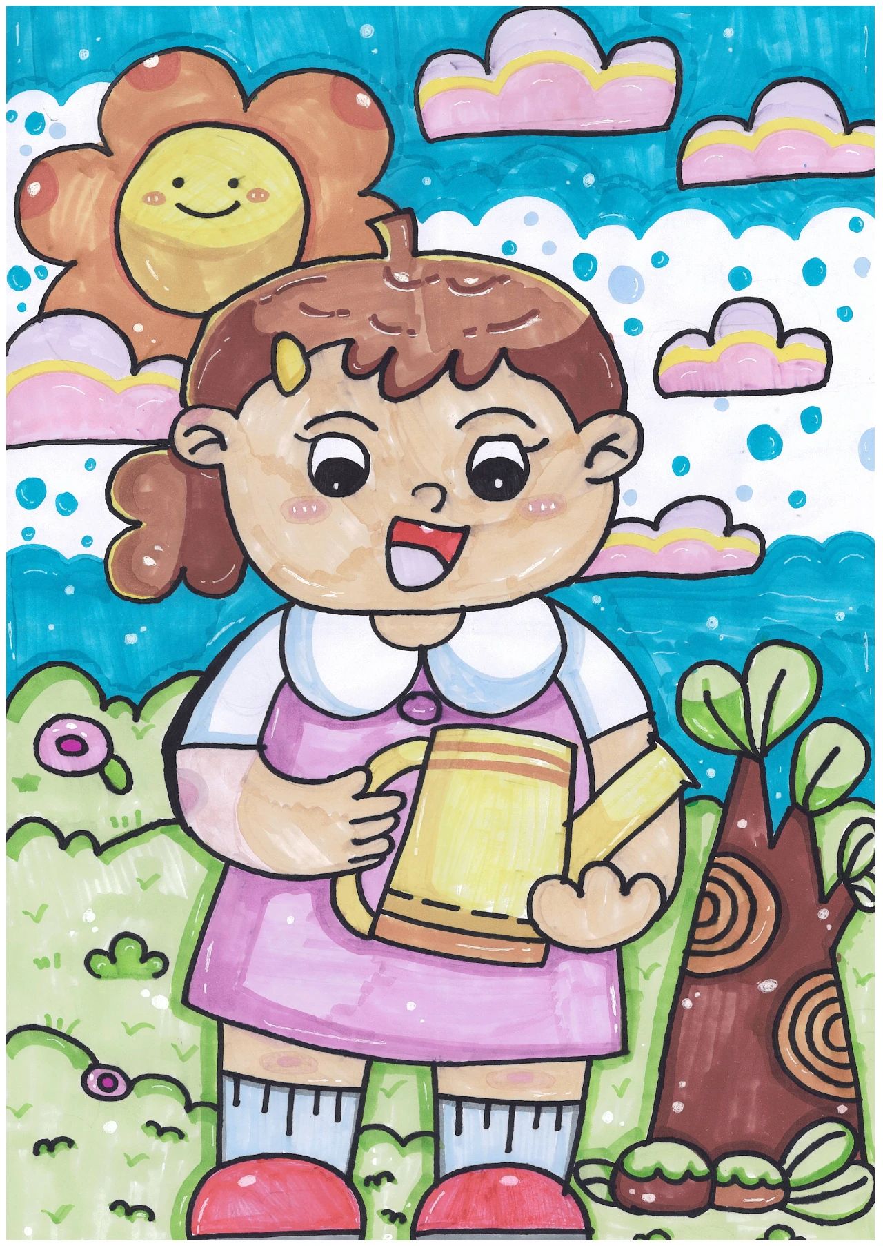 “多彩童年 放飞梦想” 一年级六一绘画作品8张