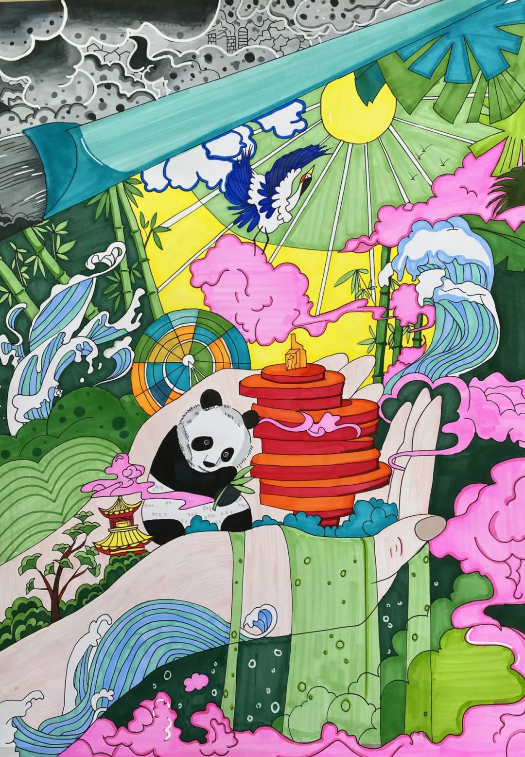 “珍爱资源 节约能源 共建美好地球家园”环保主题画-第7张