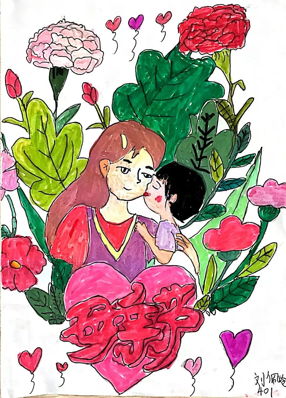 小学生母亲节快乐主题儿童画-第4张