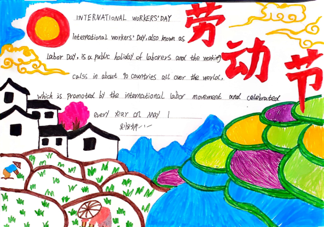 劳动节英语儿童绘画图片 -第2张