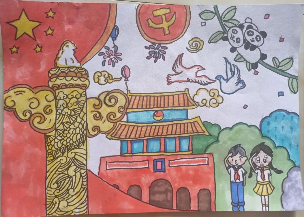 “童心向党 书画未来”爱国主题儿童画-第4张