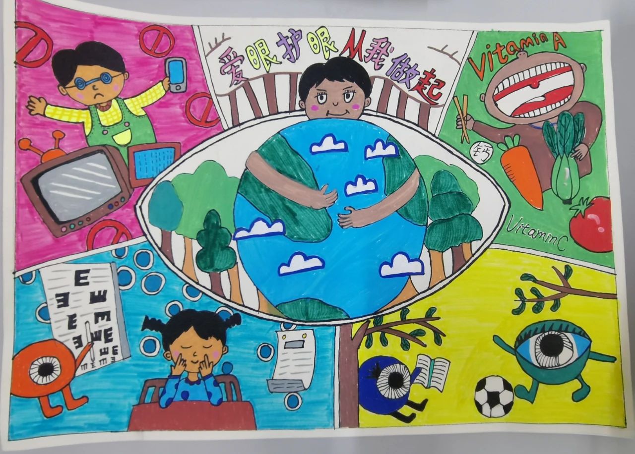 六年级爱眼护眼儿童绘画作品-第4张