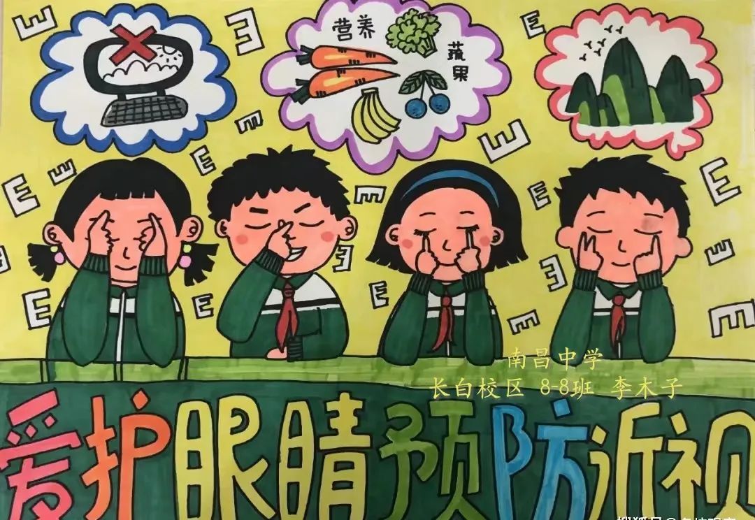 全国爱眼日 爱眼护眼预防近视主题绘画图片-第2张
