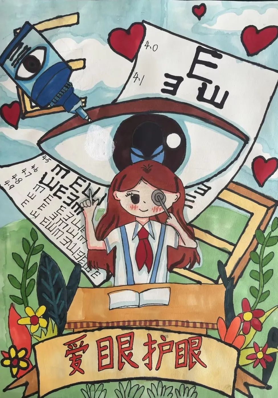 “防控近视 我们在行动”爱眼护眼绘画-第2张