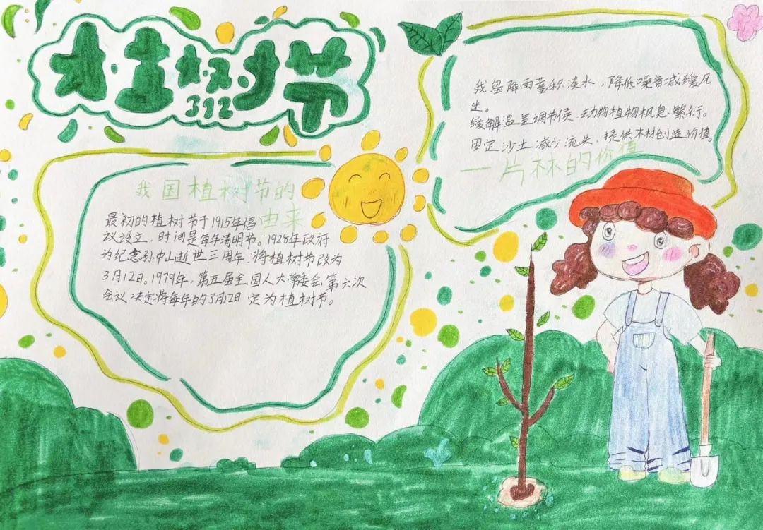 “播种绿色 共绘春天”植树节主题绘画-第8张