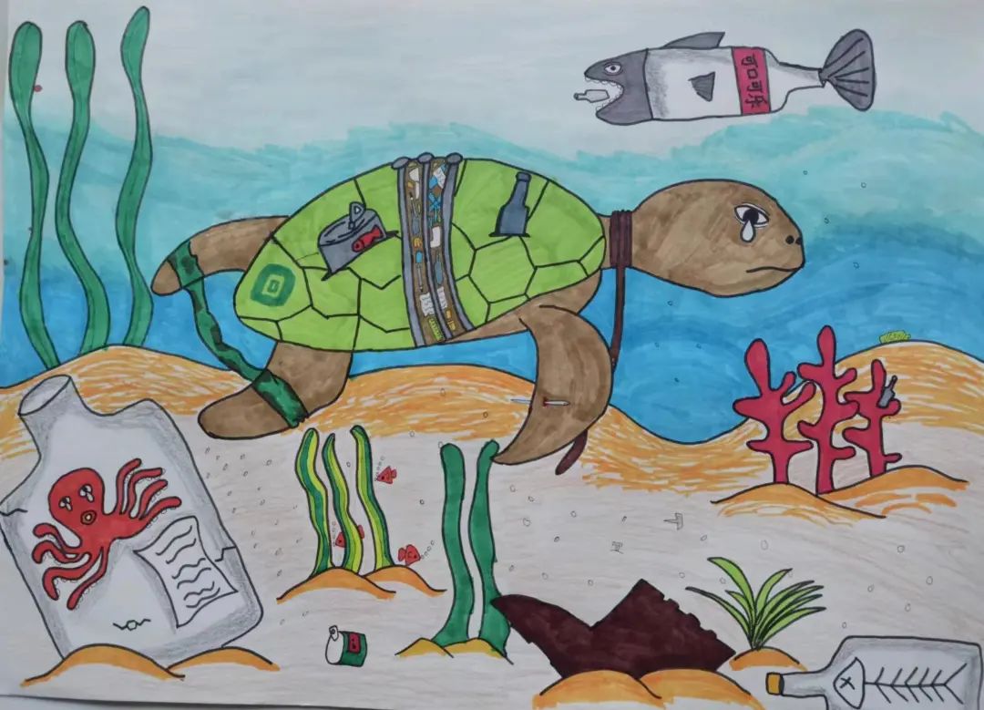 精美的小学生“爱护自然 保护湿地”主题绘画作品-第4张