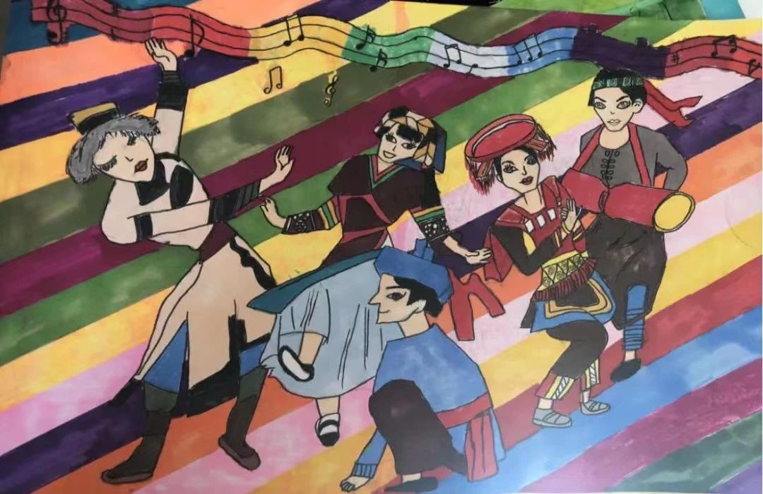 民族团结进步宣传月儿童画-第3张