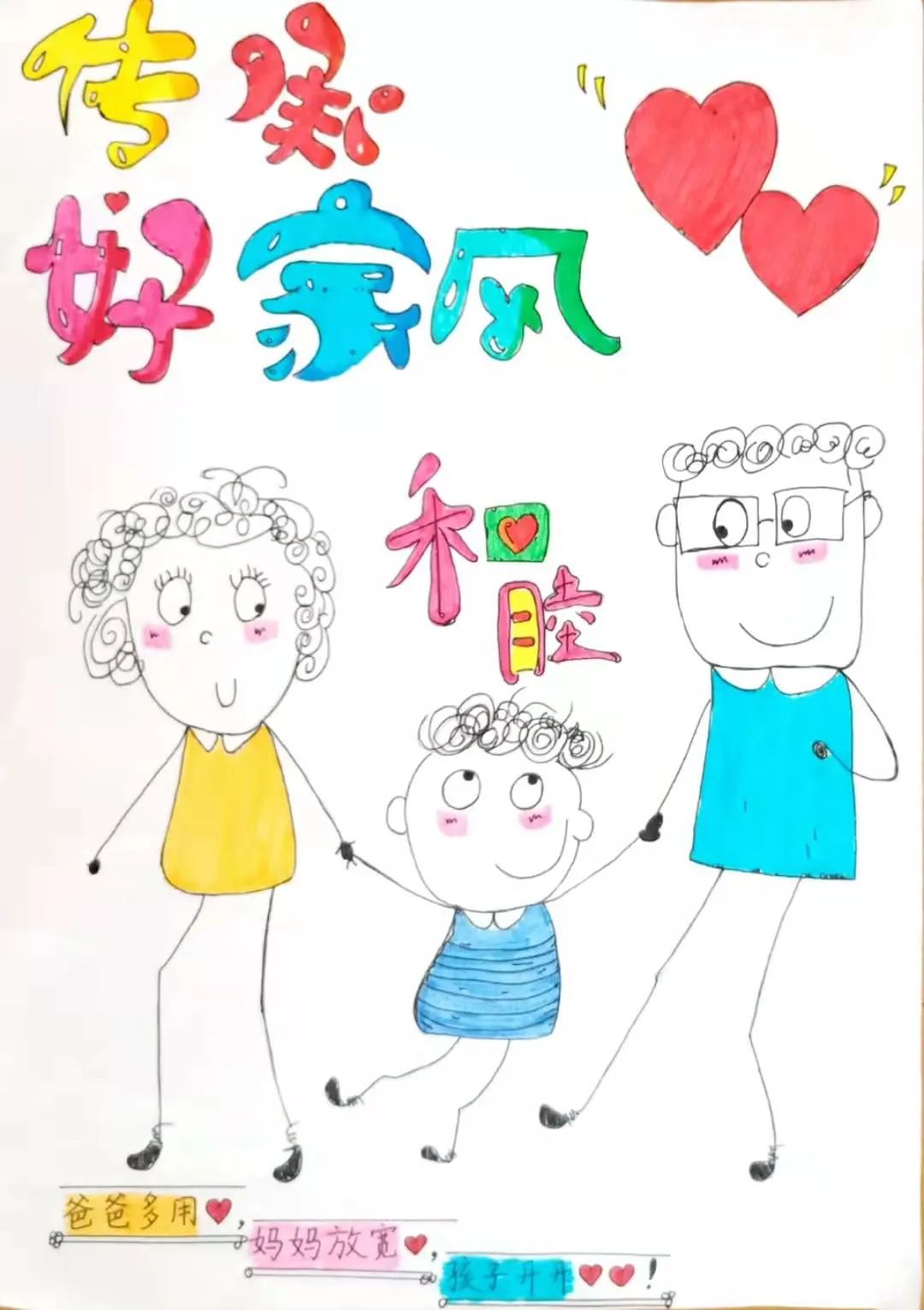 “树优良家风 展和谐家庭”家风家训绘画5张