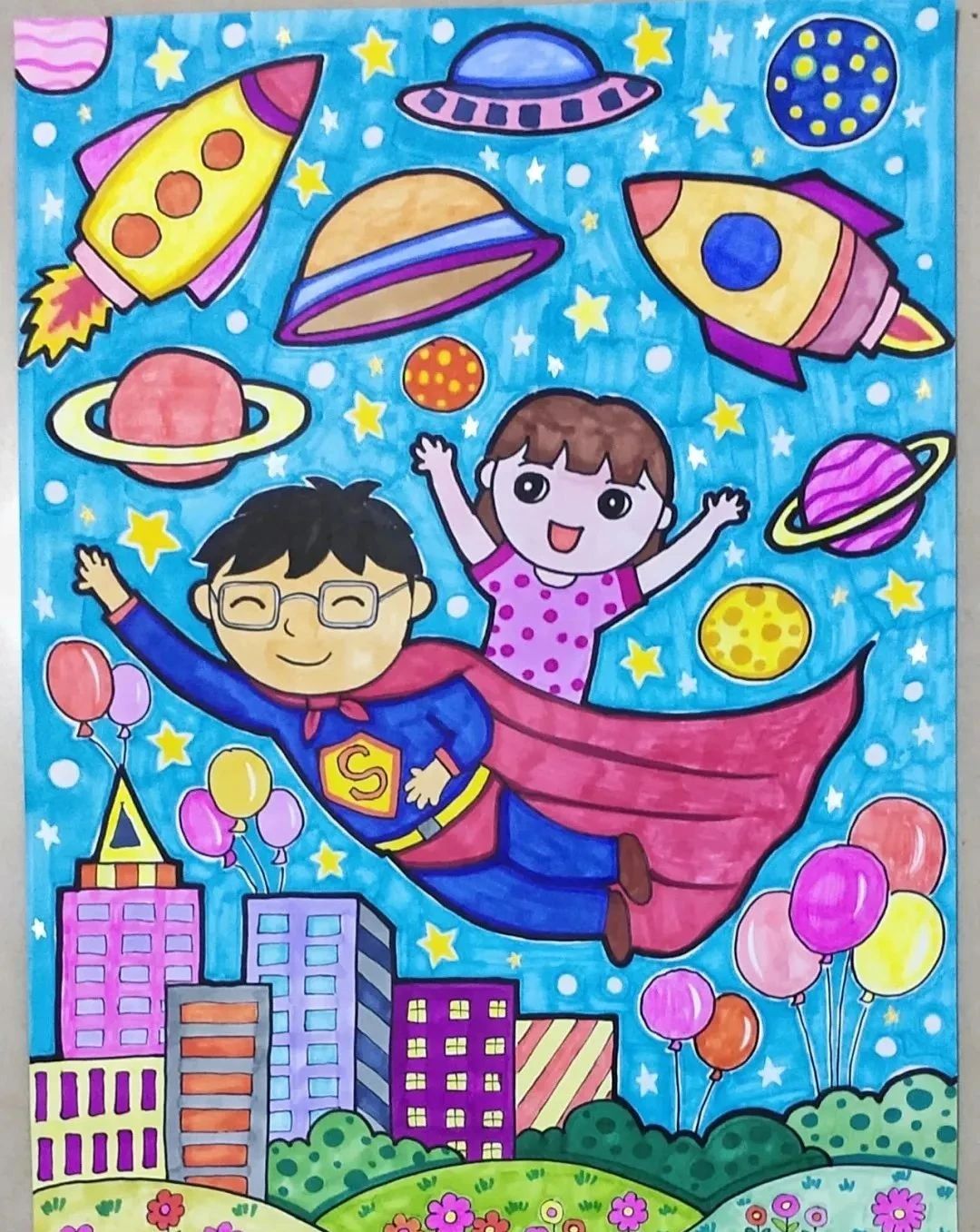 感恩父亲主题绘画作品（6张）