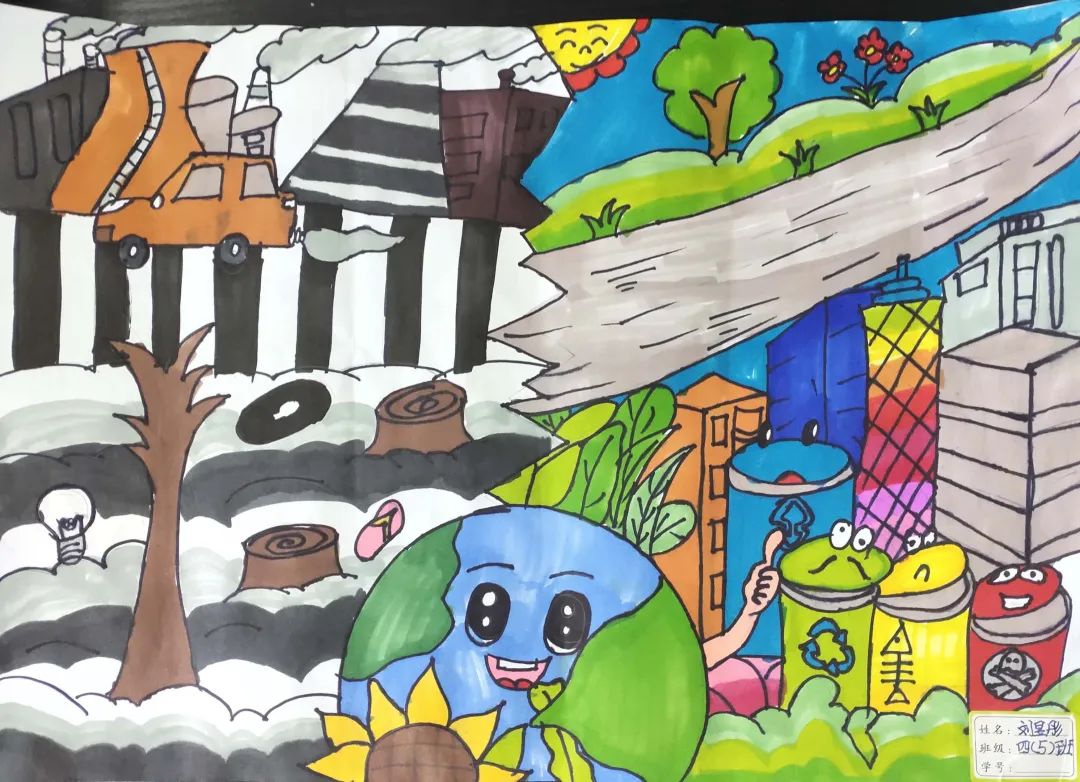 “爱护环境 人与自然和谐相处”少儿绘画精彩作品展（10张）