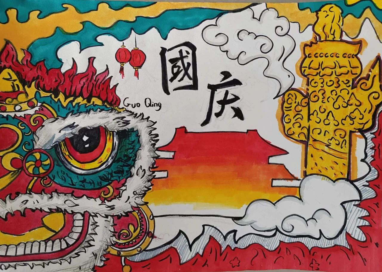漂亮的“童心向党 党在心中”儿童画作品-第2张