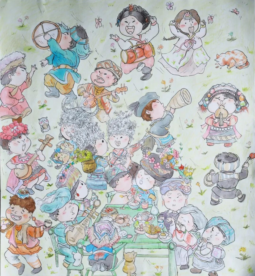 “民族团结一家亲 携手同心感恩党”主题绘画-第2张