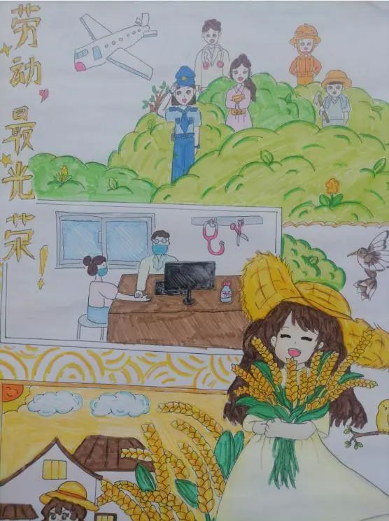 5·1劳动节主题儿童绘画作品-第4张